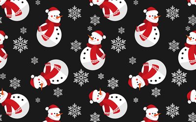 Christmas texture, retro background with snowmen, texture with snowmen, winter retro background, Happy New Year