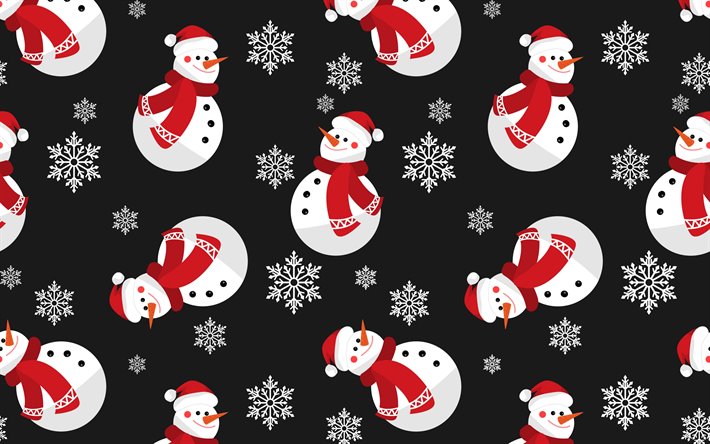 Christmas texture, retro background with snowmen, texture with snowmen, winter retro background, Happy New Year