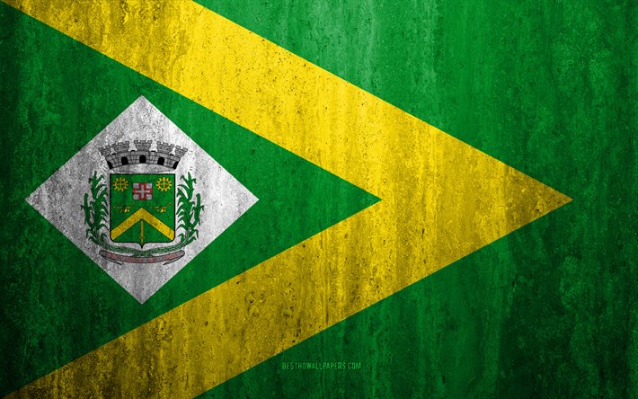 Lippu Santa b&#225;rbara dOeste, 4k, kivi tausta, Brasilian kaupunki, grunge lippu, Santa b&#225;rbara dOeste, Brasilia, Santa b&#225;rbara dOeste lippu, grunge art, kivi rakenne, liput brasilian kaupungeissa