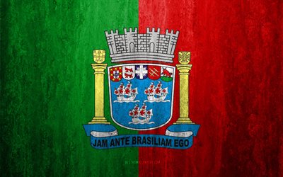 Bandiera di Porto Seguro, 4k, pietra, sfondo, citt&#224; Brasiliana, grunge, bandiera, Porto Seguro, in Brasile, a Porto Seguro, arte, texture, le bandiere delle citt&#224; brasiliane