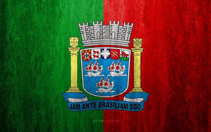 Lippu Porto Seguro, 4k, kivi tausta, Brasilian kaupunki, grunge lippu, Porto Seguro, Brasilia, Porto Seguro lippu, grunge art, kivi rakenne, liput brasilian kaupungeissa
