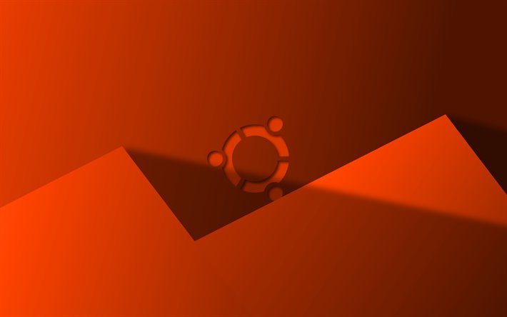 Ubuntu orange logo, 4k, cr&#233;atif, Linux, orange mat&#233;riel de conception, logo Ubuntu, marques, Ubuntu