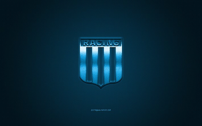 Racing Club, l&#39;Argentin du club de football, l&#39;Argentine Primera Division, logo bleu, bleu en fibre de carbone de fond, football, Avellaneda, Argentine, le Racing Club de logo