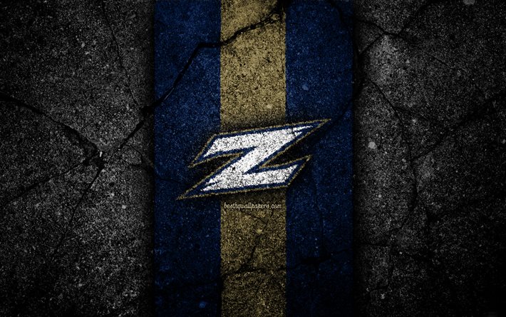 Akron zips, 4k, squadra di football americano, NCAA, pietra marrone blu, Stati Uniti, texture asfalto, football americano, logo Akron zips