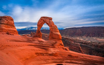 c&#226;nions, arco, rochas vermelhas, paisagem da montanha, fal&#233;sias, Arizona, EUA