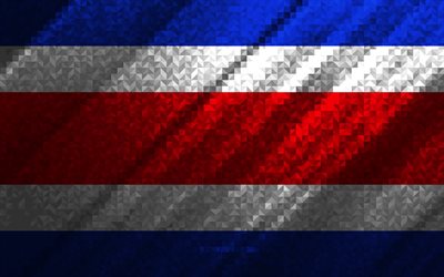 Bandiera del Costa Rica, astrazione multicolore, Costa Rica bandiera a mosaico, Costa Rica, arte mosaico, Costa Rica bandiera