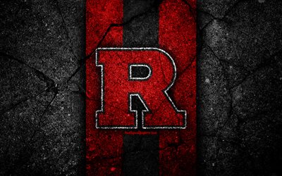 Rutgers Scarlet Knights, 4k, amerikan futbol takımı, NCAA, kırmızı siyah taş, ABD, asfalt dokusu, amerikan futbolu, Rutgers Scarlet Knights logosu