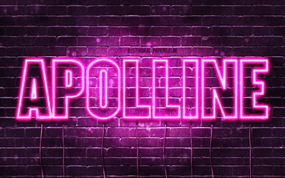 Apolline, 4k, wallpapers with names, female names, Apolline name, purple neon lights, Happy Birthday Apolline, popular french female names, picture with Apolline name