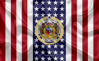 Emblema dell&#39;Universit&#224; del Missouri centrale, bandiera americana, logo dell&#39;Universit&#224; del Missouri centrale, Warrensburg, Missouri, USA, Universit&#224; del Missouri centrale