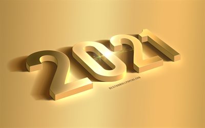 2021 New Year, 3d golden letters, 2021 golden background, 2021 3d art, Happy New Year 2021, 2021 concepts