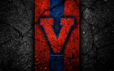 Virginia Cavaliers, 4k, amerikkalainen jalkapallojoukkue, NCAA, oranssi sininen kivi, USA, asfaltti, amerikkalainen jalkapallo, Virginia Cavaliers-logo