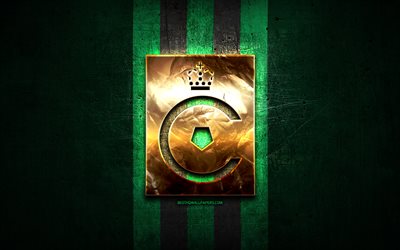 Cercle Brugge FC, kultainen logo, Jupiler Pro League, vihre&#228; metallitausta, jalkapallo, belgialainen jalkapalloseura, Cercle Brugge logo, Cercle Brugge KSV