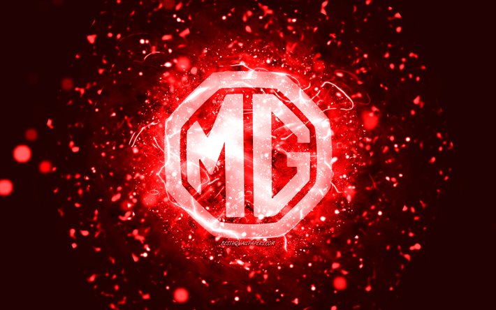 MG punainen logo, 4k, punainen neonvalot, luova, punainen abstrakti tausta, MG logo, automerkit, MG