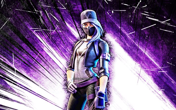 4k, Purple Remedy, arte grunge, Fortnite Battle Royale, personaggi di Fortnite, Purple Remedy Skin, raggi astratti viola, Fortnite, Purple Remedy Fortnite