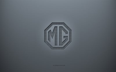 شعار MG, الخلفية الرمادية الإبداعية, نسيج ورقة رمادية, ام جي, خلفية رمادية, شعار MG ثلاثي الأبعاد