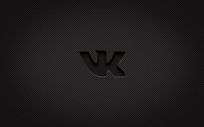 Logo carbone VKontakte, 4k, art grunge, fond carbone, cr&#233;atif, logo noir VKontakte, r&#233;seau social, logo VKontakte, VKontakte
