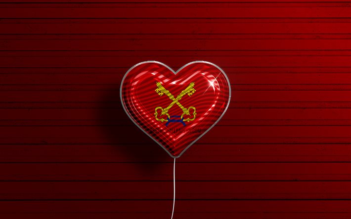 I Love Comtat Venaissin, 4k, realistic balloons, red wooden background, Day of Comtat Venaissin, french provinces, flag of Comtat Venaissin, France, balloon with flag, Provinces of France, Comtat Venaissin flag, Comtat Venaissin