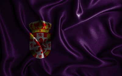 Cordoba flag, 4k, silk wavy flags, spanish provinces, Day of Cordoba, fabric flags, Flag of Cordoba, 3D art, Cordoba, Europe, Provinces of Spain, Cordoba 3D flag, Spain