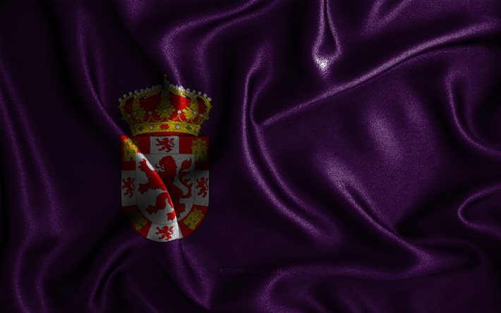 Cordoban lippu, 4k, silkki aaltoilevat liput, Espanjan maakunnat, Cordoban p&#228;iv&#228;, kangasliput, 3D-taide, Cordoba, Eurooppa, Cordoban 3D lippu, Espanja