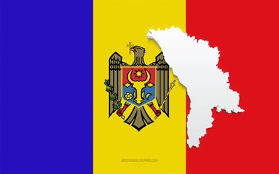 Moldova map silhouette, Flag of Moldova, silhouette on the flag, Moldova, 3d Moldova map silhouette, Moldova flag, Moldova 3d map