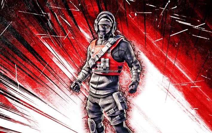 4k, Stealth Reflex, grunge art, Fortnite Battle Royale, Fortnite characters, Stealth Reflex Skin, red abstract rays, Fortnite, Stealth Reflex Fortnite