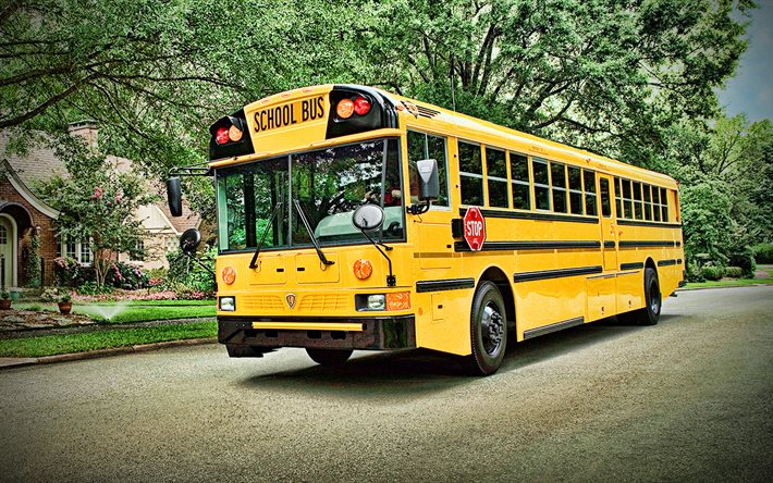 IC Bus RE School Bus, HDR, street, 2010 busus, passagerartransport, skolbuss, USA
