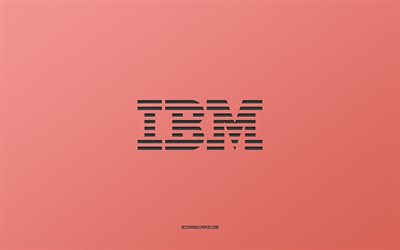 IBM logosu, pembe arka plan, şık sanat, markalar, amblem, IBM, pembe kağıt dokusu, IBM amblemi