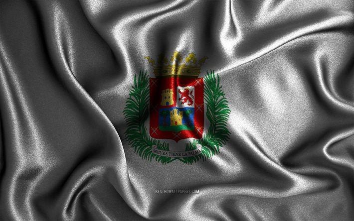 Bandeira de Las Palmas, 4k, bandeiras onduladas de seda, cidades espanholas, Dia de Las Palmas, bandeiras de tecido, arte 3D, Las Palmas, cidades da Espanha, Bandeira 3D de Las Palmas