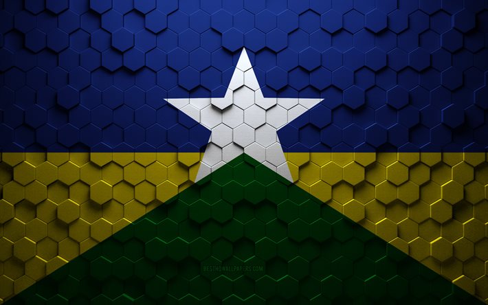 Rondonias flagga, honeycomb art, Rondonia hexagon flagga, Rondonia, 3d hexagon art, Rondonia flagga