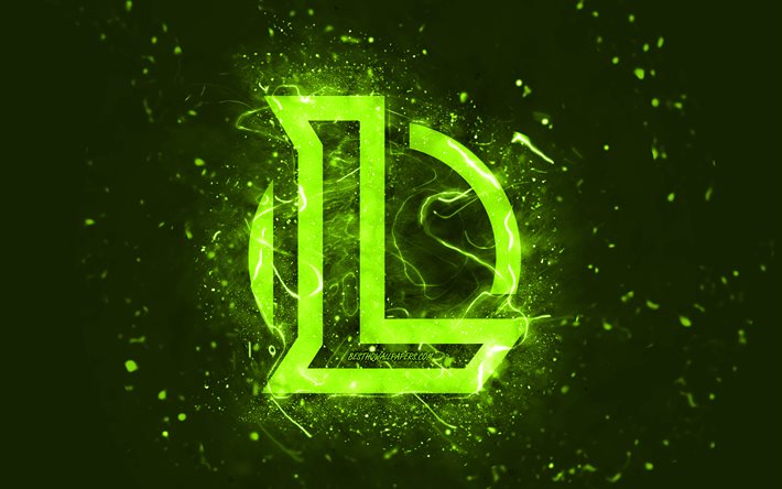 Logotipo lima do League of Legends, 4k, LoL, luzes neon lima, criativo, fundo abstrato lima, logotipo do League of Legends, logotipo LoL, jogos online, League of Legends