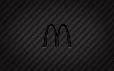 McDonalds carbon logo, 4k, grunge art, carbon background, creative, McDonalds black logo, brands, McDonalds logo, McDonalds