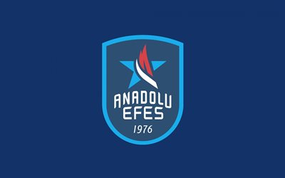 Anadolu Efes SK, club de basket-ball turc, EuroLeague, logo Anadolu Efes SK, fond bleu, basket-ball, Turquie