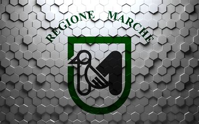Flag of Marche, honeycomb art, Marche hexagons flag, Marche, 3d hexagons art, Marche flag