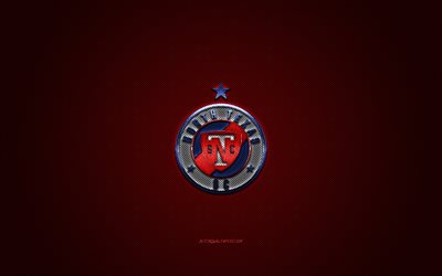 North Texas SC, clube de futebol americano, logotipo azul, fundo vermelho de fibra de carbono, USL League One, futebol, Texas, EUA, logotipo do North Texas SC