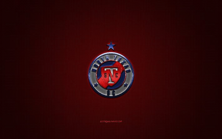 North Texas SC, Amerikan futbol kul&#252;b&#252;, mavi logo, kırmızı karbon fiber arka plan, USL League One, futbol, Teksas, ABD, North Texas SC logosu