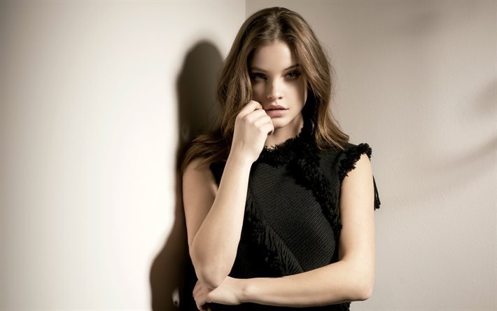 Barbara Palvin, make-up, vestido preto, modelo, mulher bonita, H&#250;ngaro modelo superior