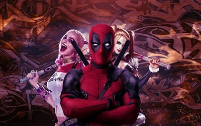 Harley Quinn, Deadpool, 4k, personagens fant&#225;sticos