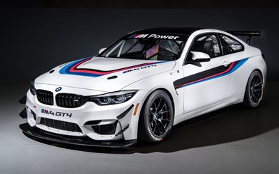 BMW M4GT4, 2018, 4k, レーシングカー, スポーツカー, クーペ, チューニングM4, M演, BMW