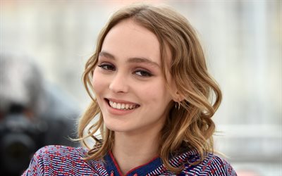 Lily-Rose Depp, 4k, portrait, Hollywood, american actress, blonde, beauty