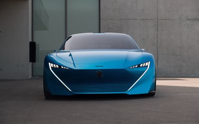 4k, Peugeot Instinto de 2018 coches, coches del concepto, vista de frente, Peugeot