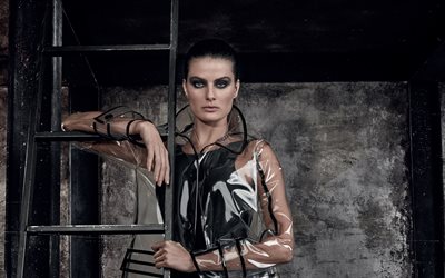 Isabeli Fontana, fashion model, Brazilian top model, beautiful woman, photoshoot, transparent raincoat