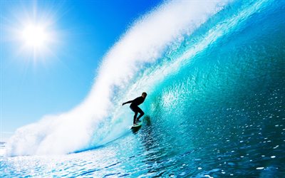 surfer, 4k, ocean, waves, summer, extreme, surfing