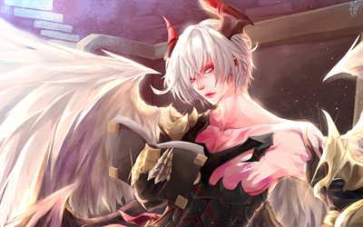 Lucifer, 4k, manga, art, Shingeki no Bahamut