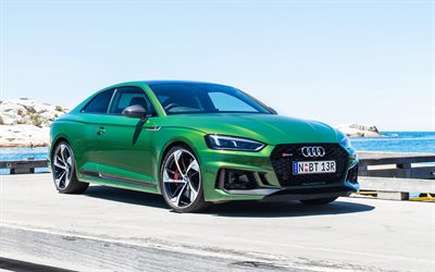 Audi RS5 Coupe, 2018, green sports coupe, tuning, German cars, Audi
