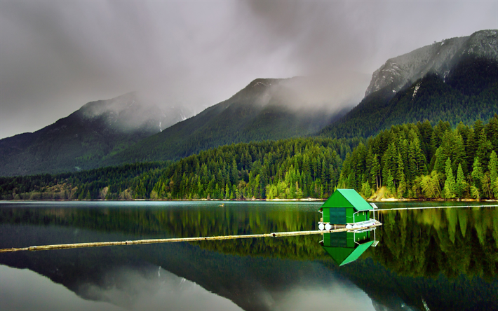 Canada, 4k, lago, floresta, montanhas, Vancouver, Am&#233;rica Do Norte