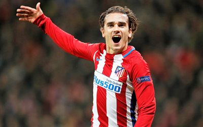 Antoine Griezmann, joy, football stars, goal, Atletico Madrid, soccer, Griezmann, La Liga, footballers