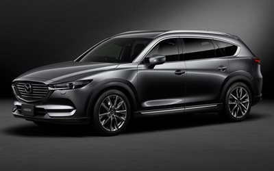 Mazda CX-8, 2018, 4k, silver crossover CX-8, new cars, Japanese cars, Mazda