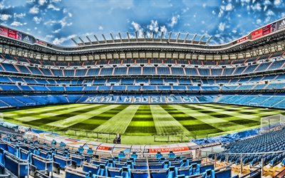 Santiago Bernabeu, 4k, Est&#225;dio Do Real Madrid, futebol, HDR, est&#225;dio de futebol, O Real Madrid arena, Espanha, O Real Madrid CF