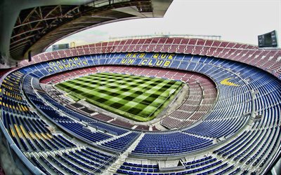 Camp Nou, 4k, Barcelona Stadium, soccer, HDR, football stadium, Barcelona arena, Spain, Barcelona FC, Barca