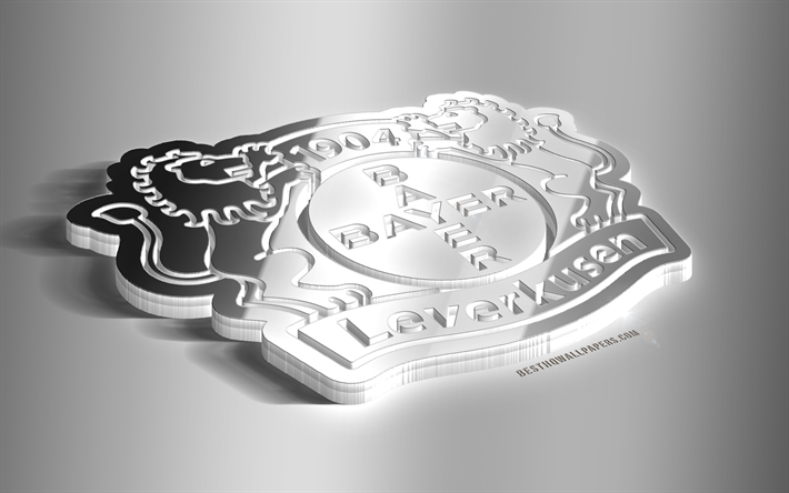 باير 04 ليفركوزن, 3D شعار الصلب, الألماني لكرة القدم, 3D شعار, ليفركوزن, ألمانيا, Bayer 04 شعار معدني, الدوري الالماني, كرة القدم, الإبداعية الفن 3d